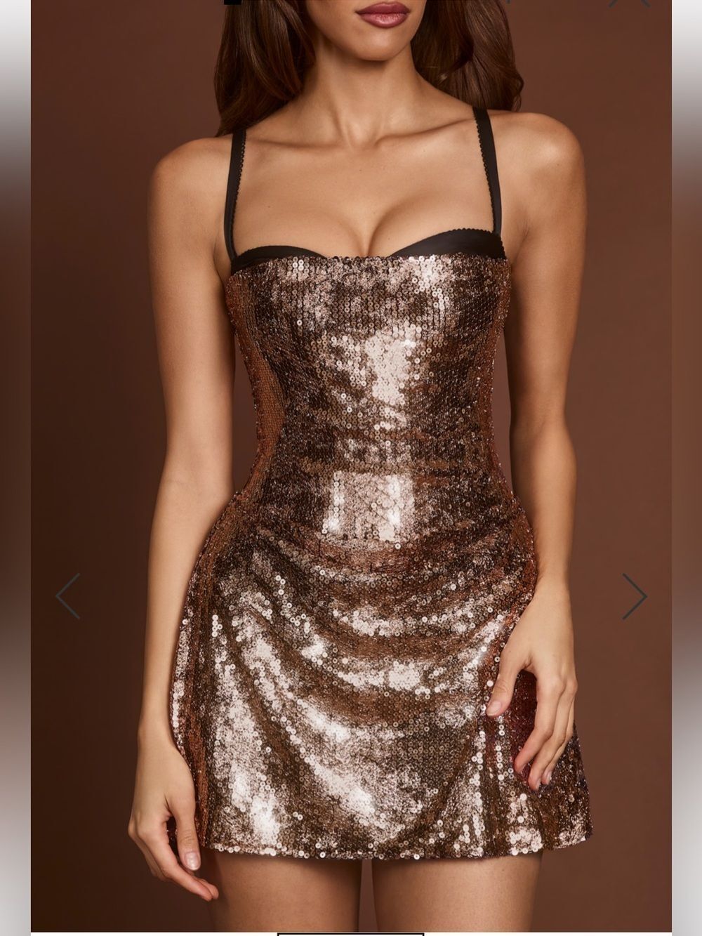 Oh Polly Celestina Embellished Corset A-line Mini Dress in Black Gold Foil Sz 2